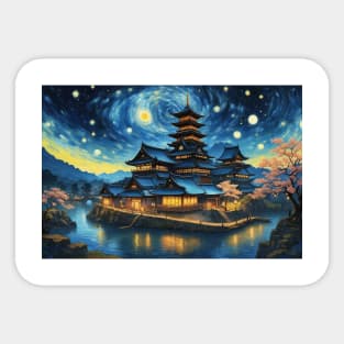 Vintage Japanese Retro Castle Art Sticker